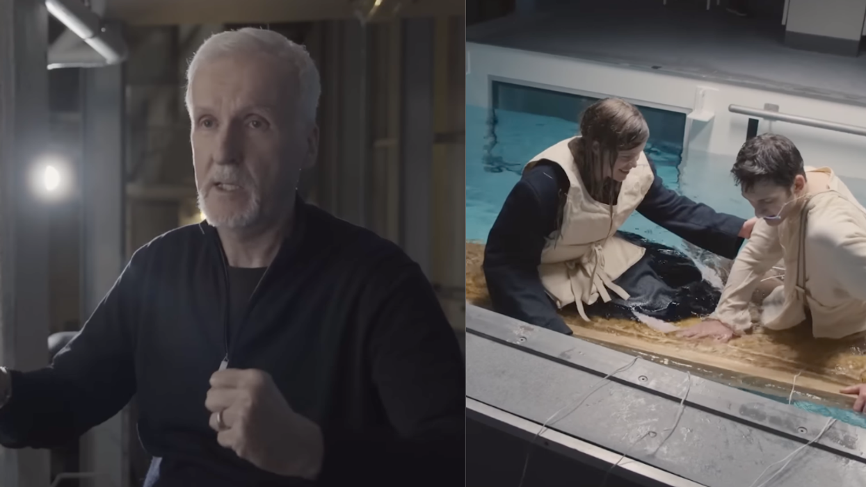 Screenshot of James Cameron; screenshot of test subjects