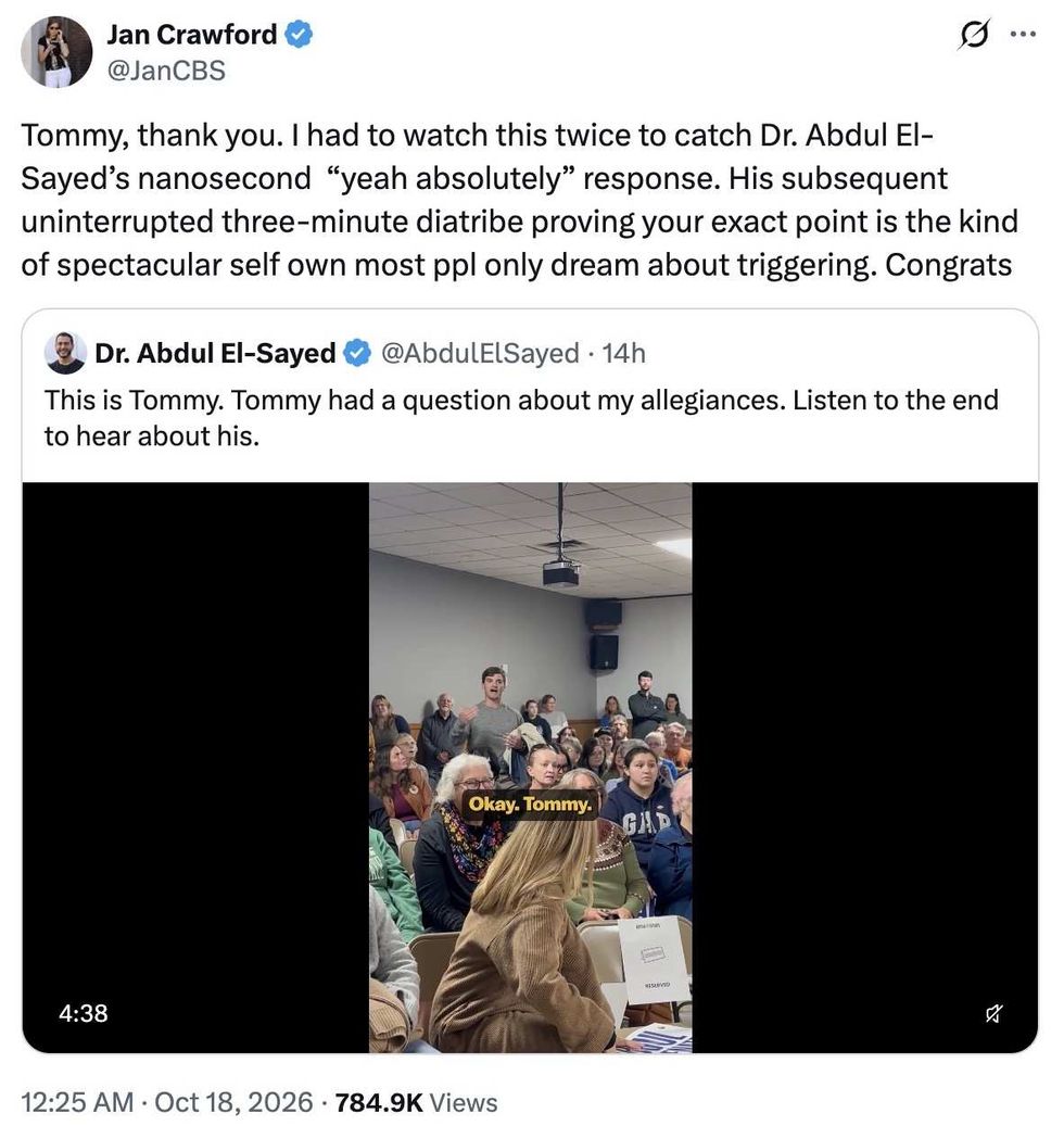 Screenshot of Jan Crawford's since-deleted post
