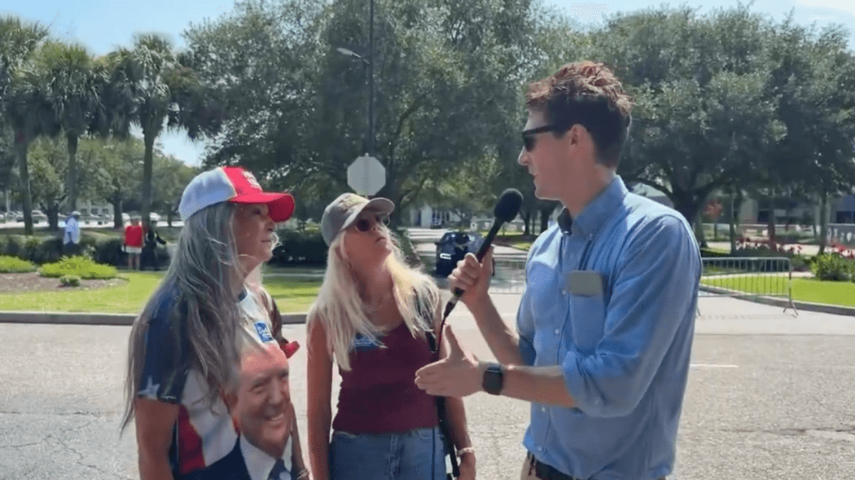 Screenshot of Jason Selvig speaking to Trump supporters