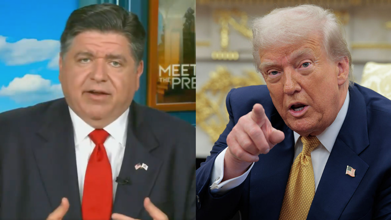 Screenshot of JB Pritzker; Donald Trump