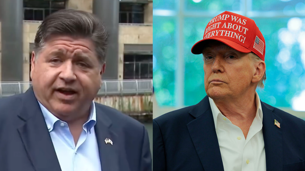 Screenshot of JB Pritzker; Donald Trump