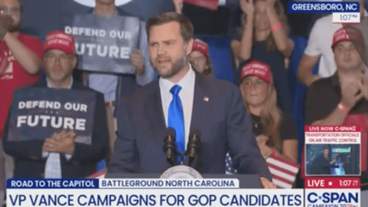 Screenshot of JD Vance at rally in North Carolina