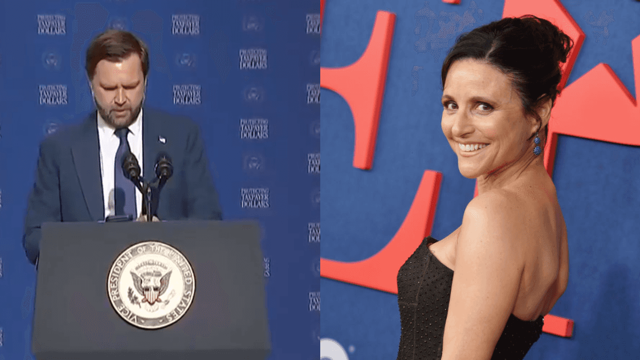 Screenshot of JD Vance; Julia Louis-Dreyfus