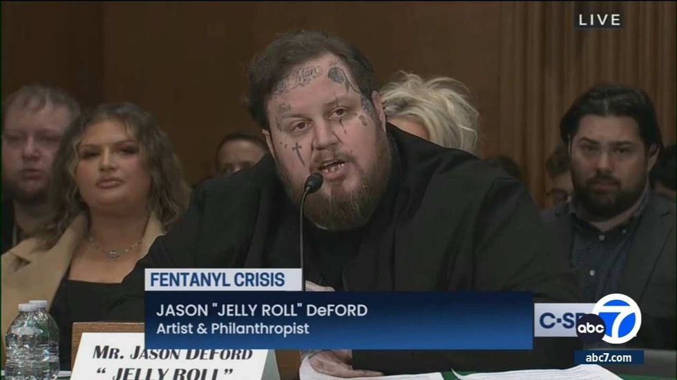 Screenshot of Jelly Roll testifying on the fentanyl crisis