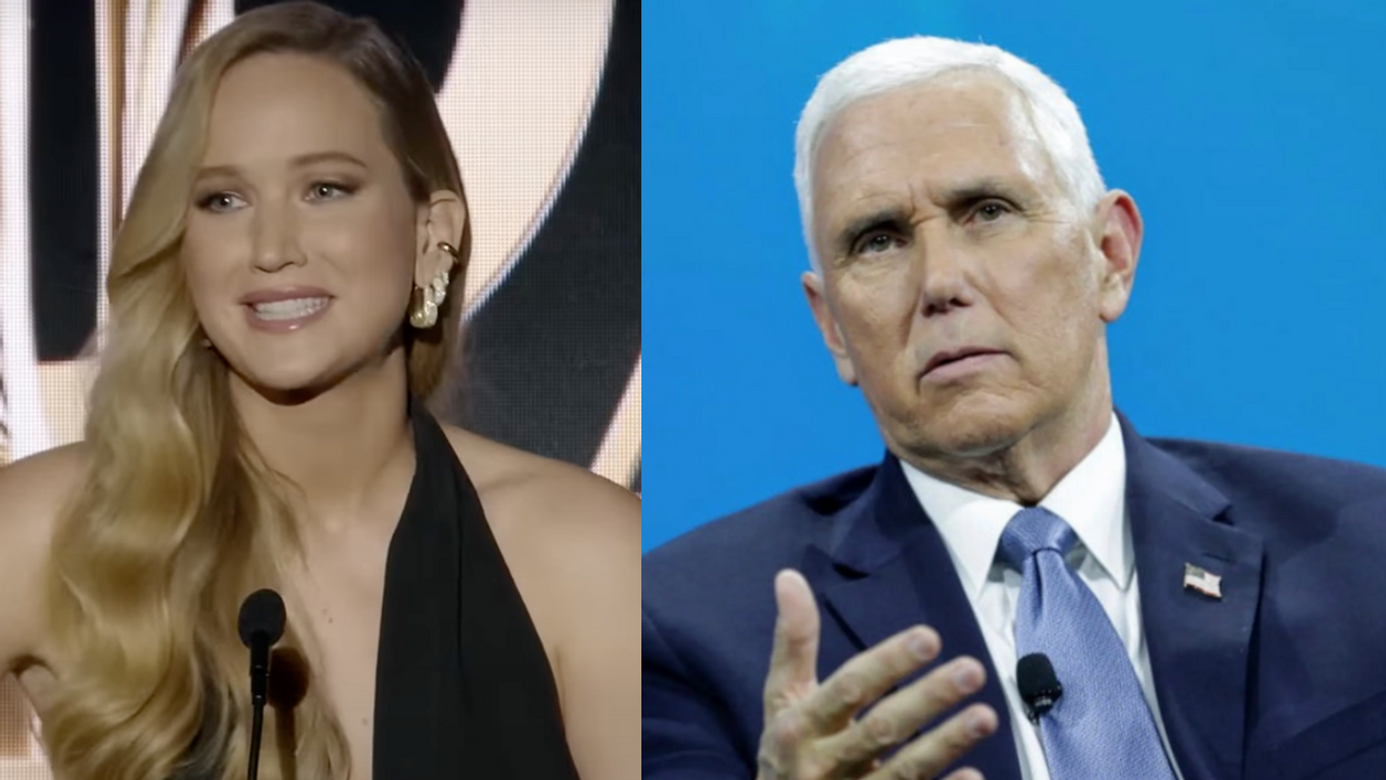 Screenshot of Jennifer Lawrence; Mike Pence