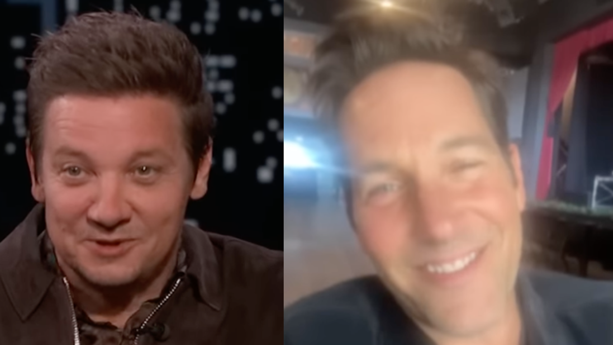 Screenshot of Jeremy Renner; screenshot of Paul Rudd