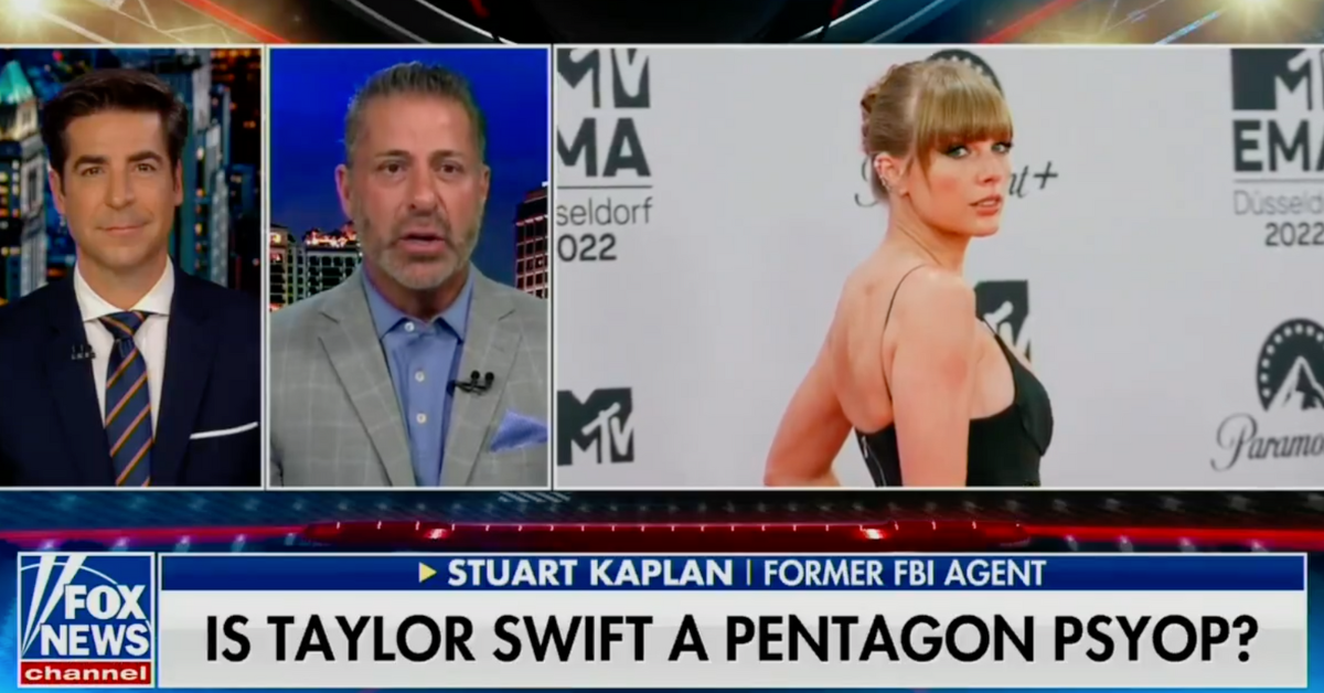 Screenshot of Jesse Watters and Stuart Kaplan discussing Taylor Swift