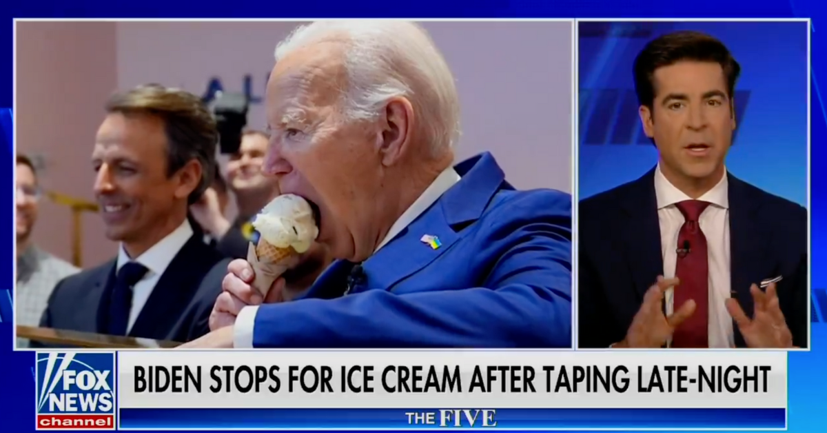Screenshot of Jesse Watters discussing Joe Biden eating ice cream