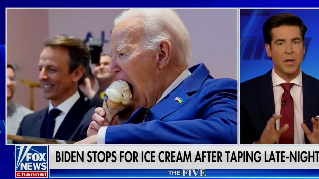 Screenshot of Jesse Watters discussing Joe Biden eating ice cream