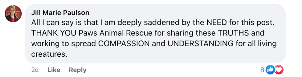 Screenshot of Jill Marie Paulson's post