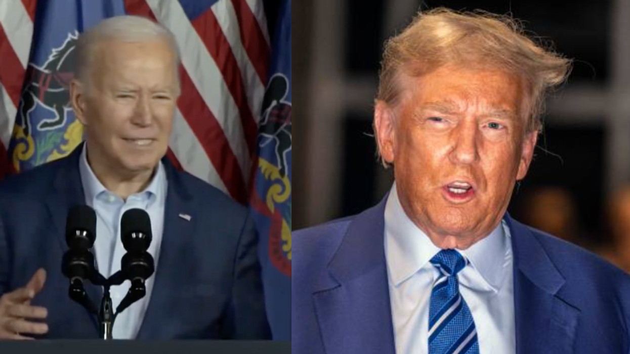 Screenshot of Joe Biden; Donald Trump