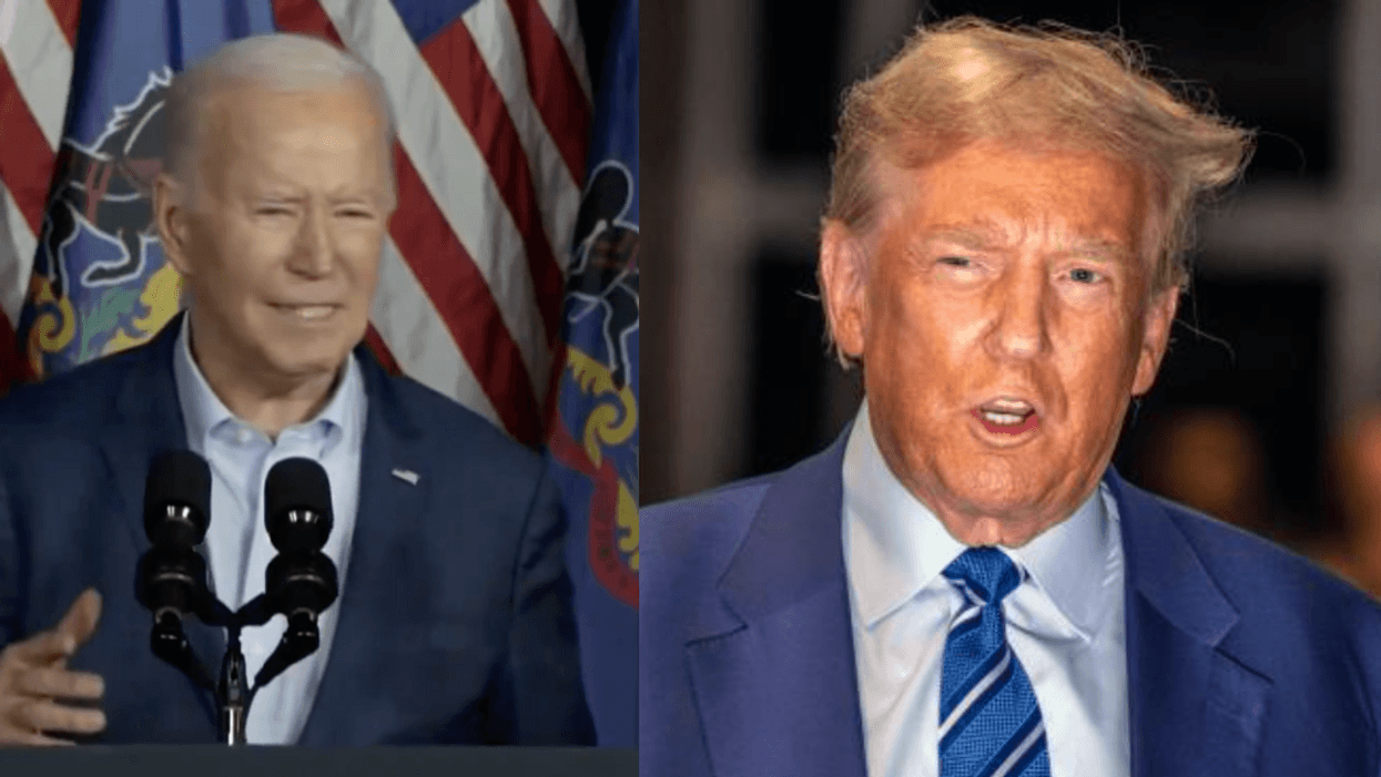 Screenshot of Joe Biden; Donald Trump