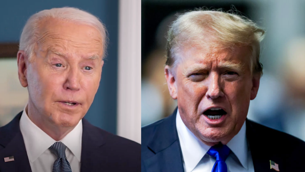 Screenshot of Joe Biden; Donald Trump