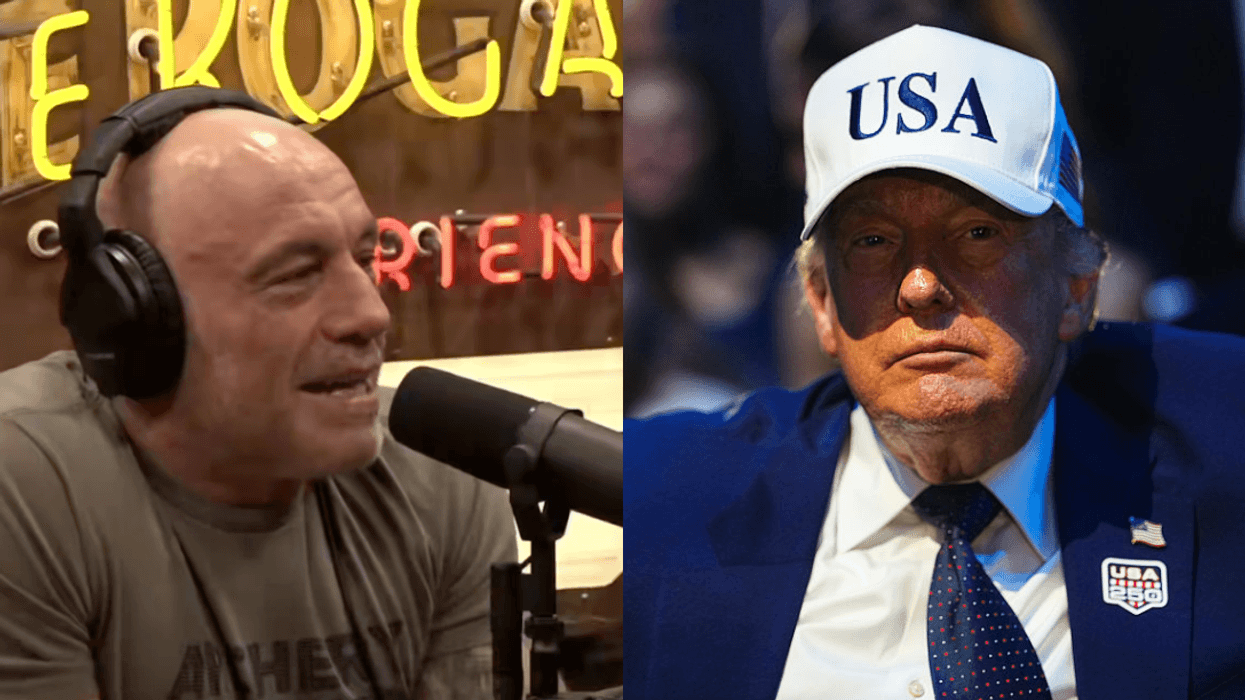Screenshot of Joe Rogan; Donald Trump at UFC fight