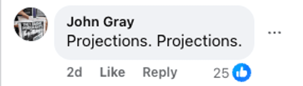 Screenshot of John Gray's post