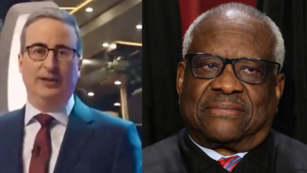 Screenshot of John Oliver; Clarence Thomas