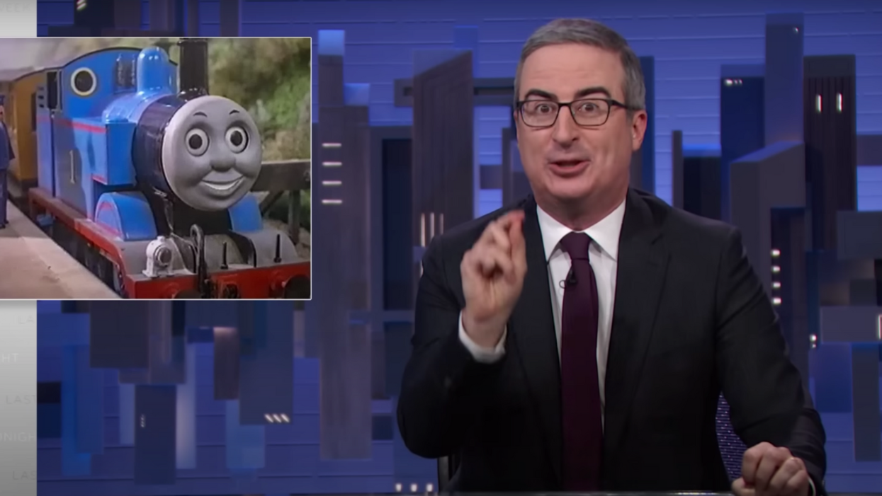 Screenshot of John Oliver discussing "Thomas the Tank Engine"