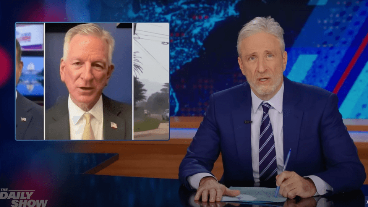 Screenshot of Jon Stewart speaking to Tommy Tuberville