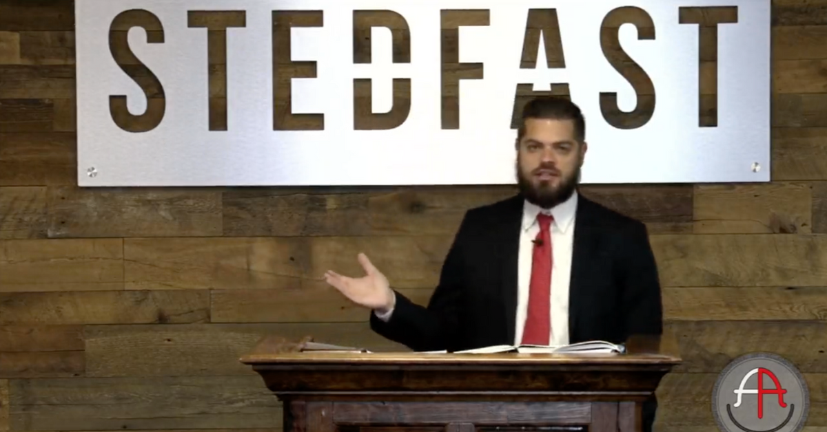screenshot of Jonathan Shelley of the Stedfast Baptist Church in Watauga, Texas
