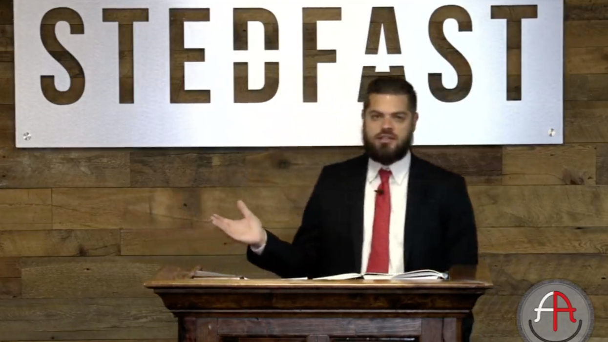 screenshot of Jonathan Shelley of the Stedfast Baptist Church in Watauga, Texas