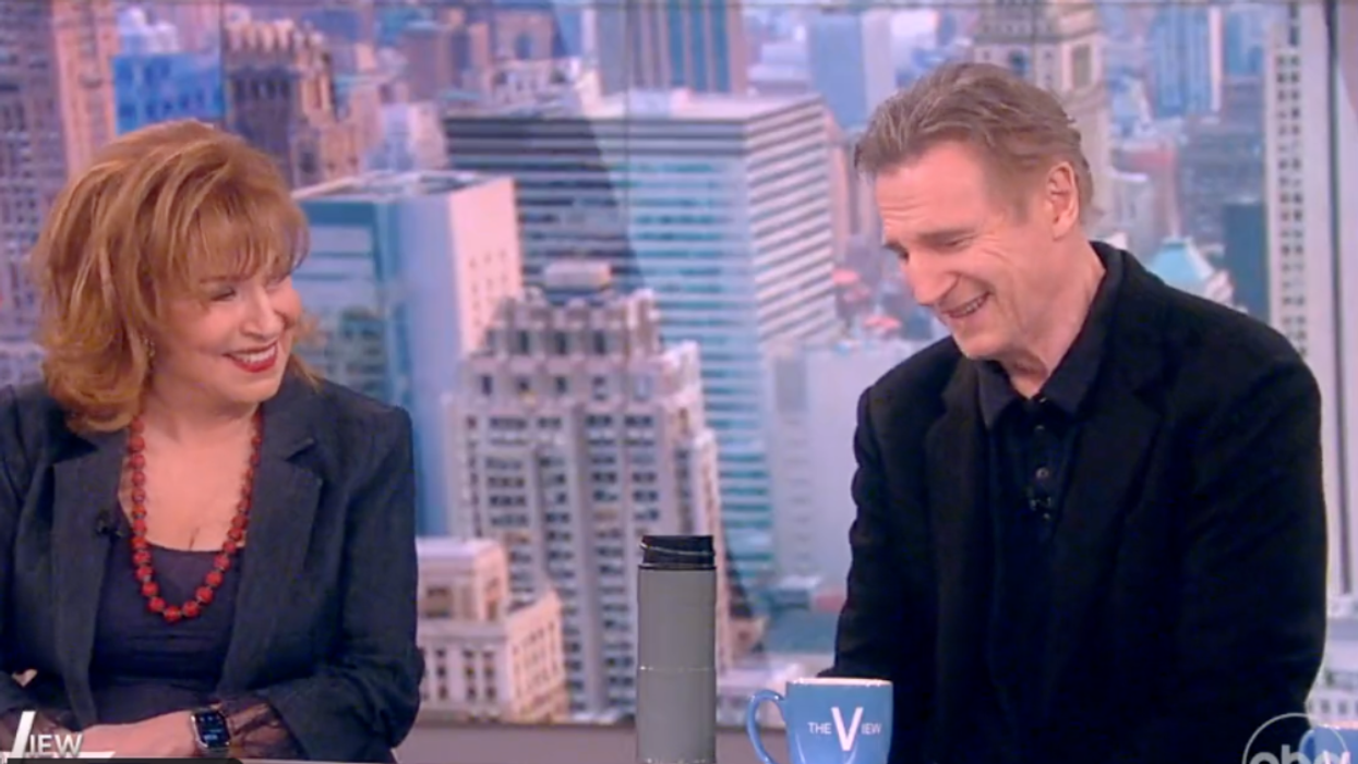 Screenshot of Joy Behar and Liam Neeson from 'The View'