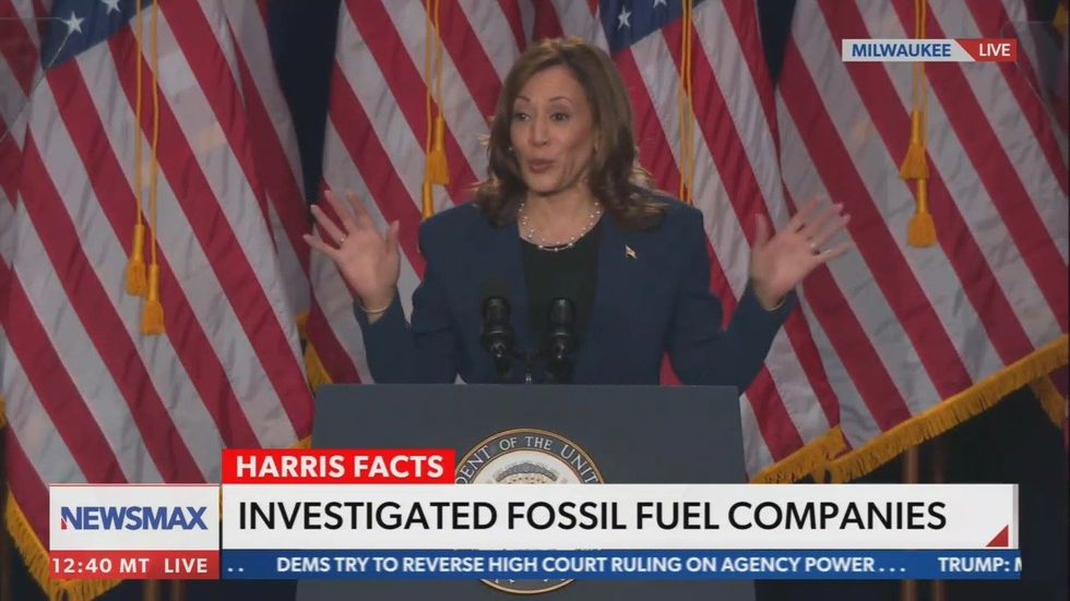 Screenshot of Kamala Harris and Newsmax chyron