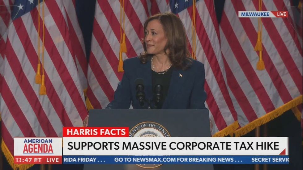 Screenshot of Kamala Harris and Newsmax chyron