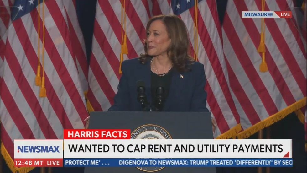 Screenshot of Kamala Harris and Newsmax chyron