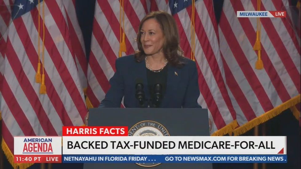 Screenshot of Kamala Harris and Newsmax chyron