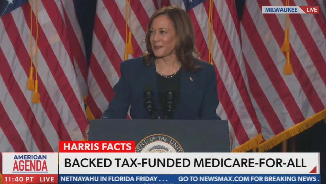 Screenshot of Kamala Harris and Newsmax chyron