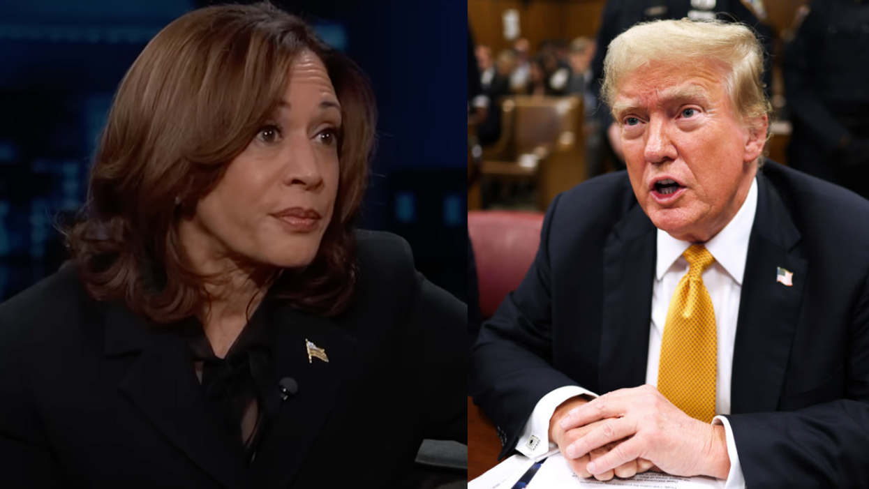 Screenshot of Kamala Harris; Donald Trump