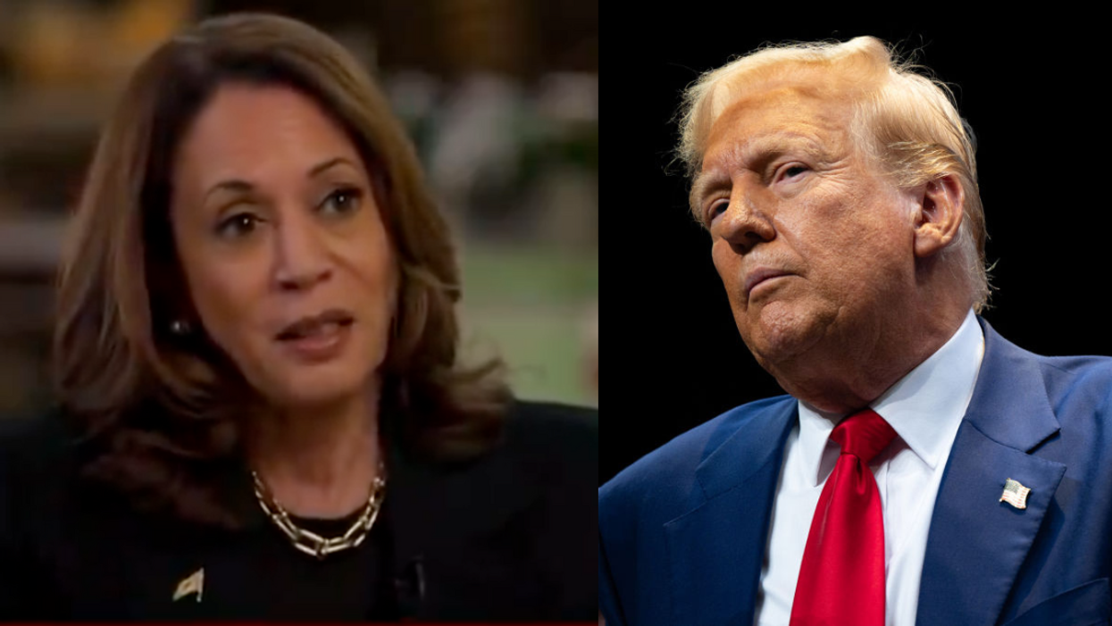 Screenshot of Kamala Harris; Donald Trump
