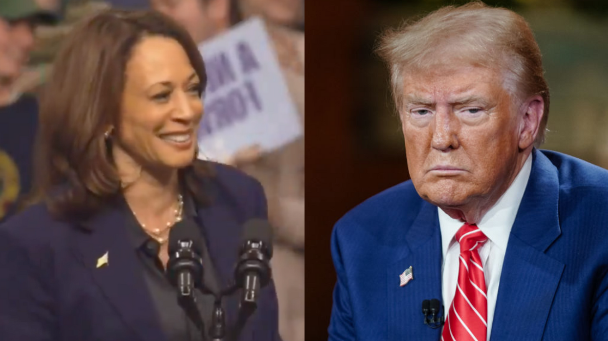 Screenshot of Kamala Harris; Donald Trump