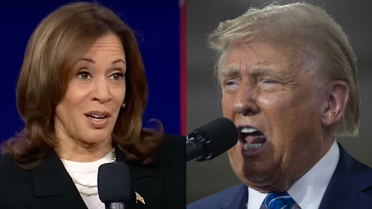 Screenshot of Kamala Harris; Donald Trump