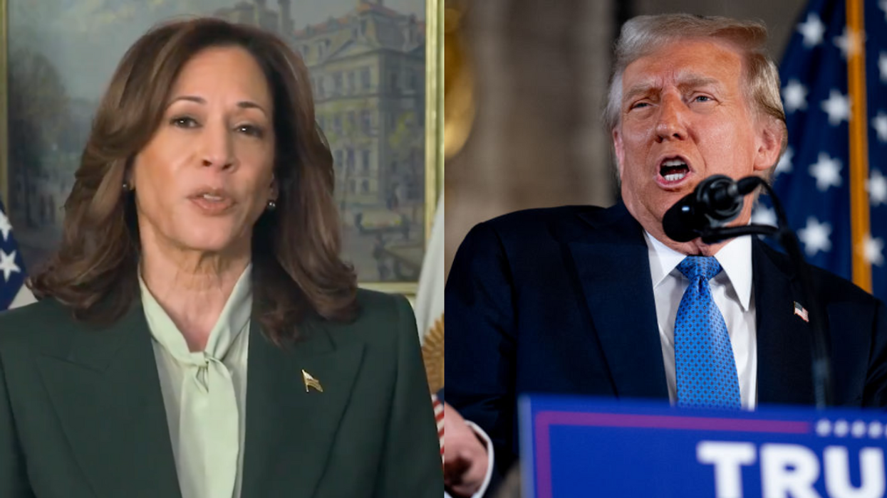 Screenshot of Kamala Harris; Donald Trump