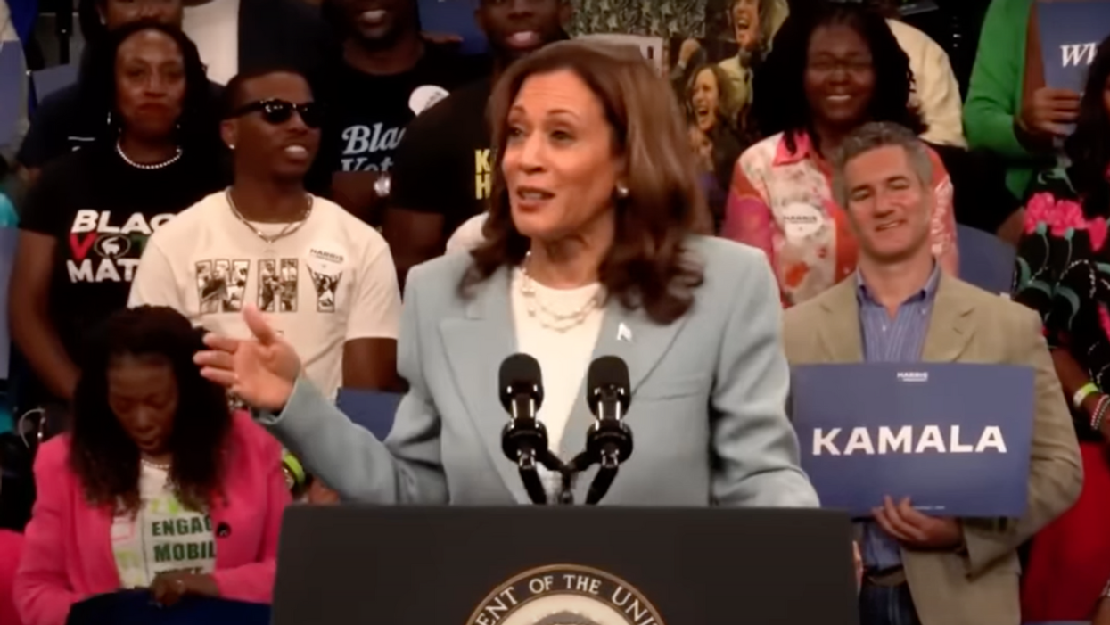 Screenshot of Kamala Harris during campaign rally