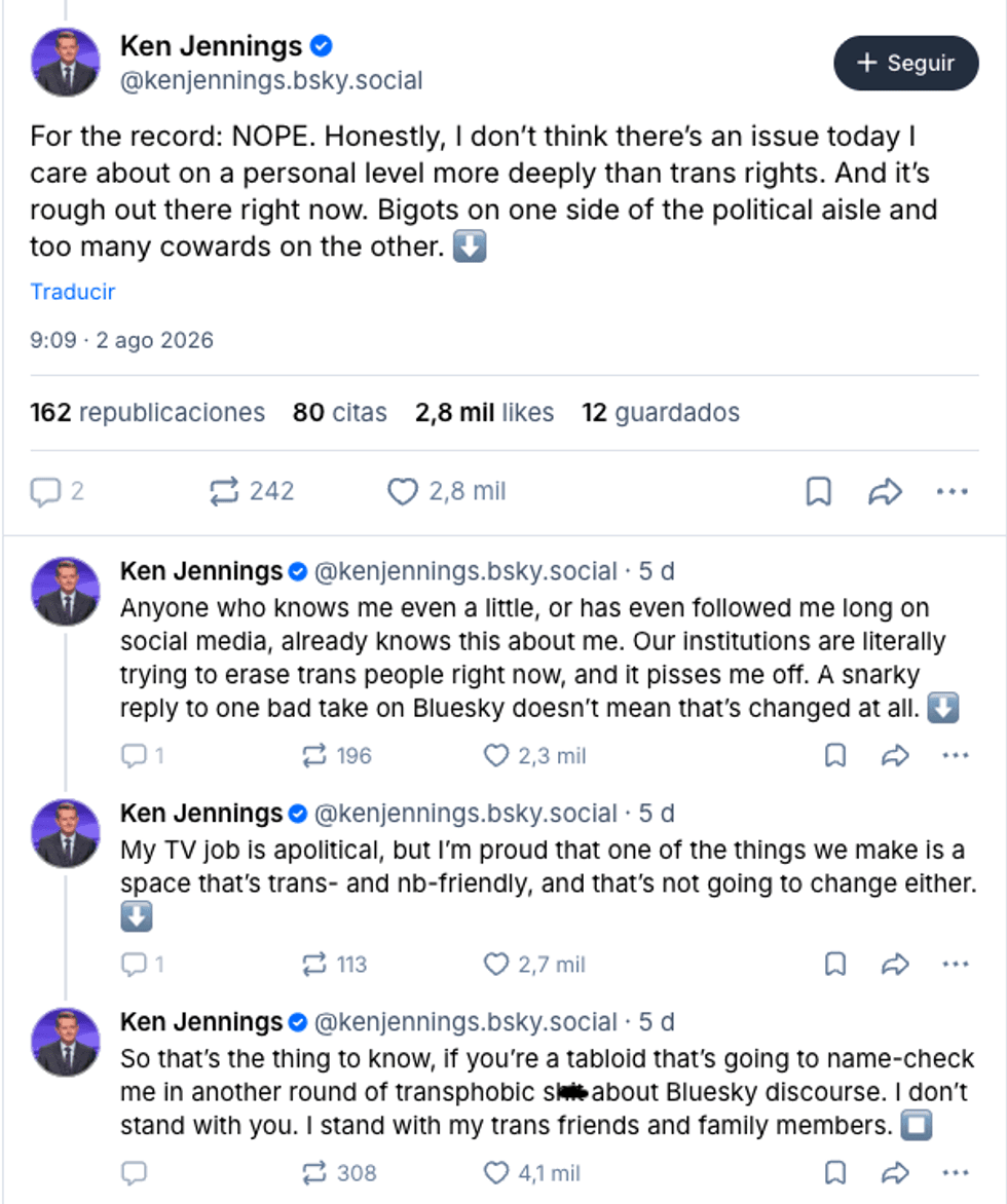 Screenshot of Ken Jennings' posts