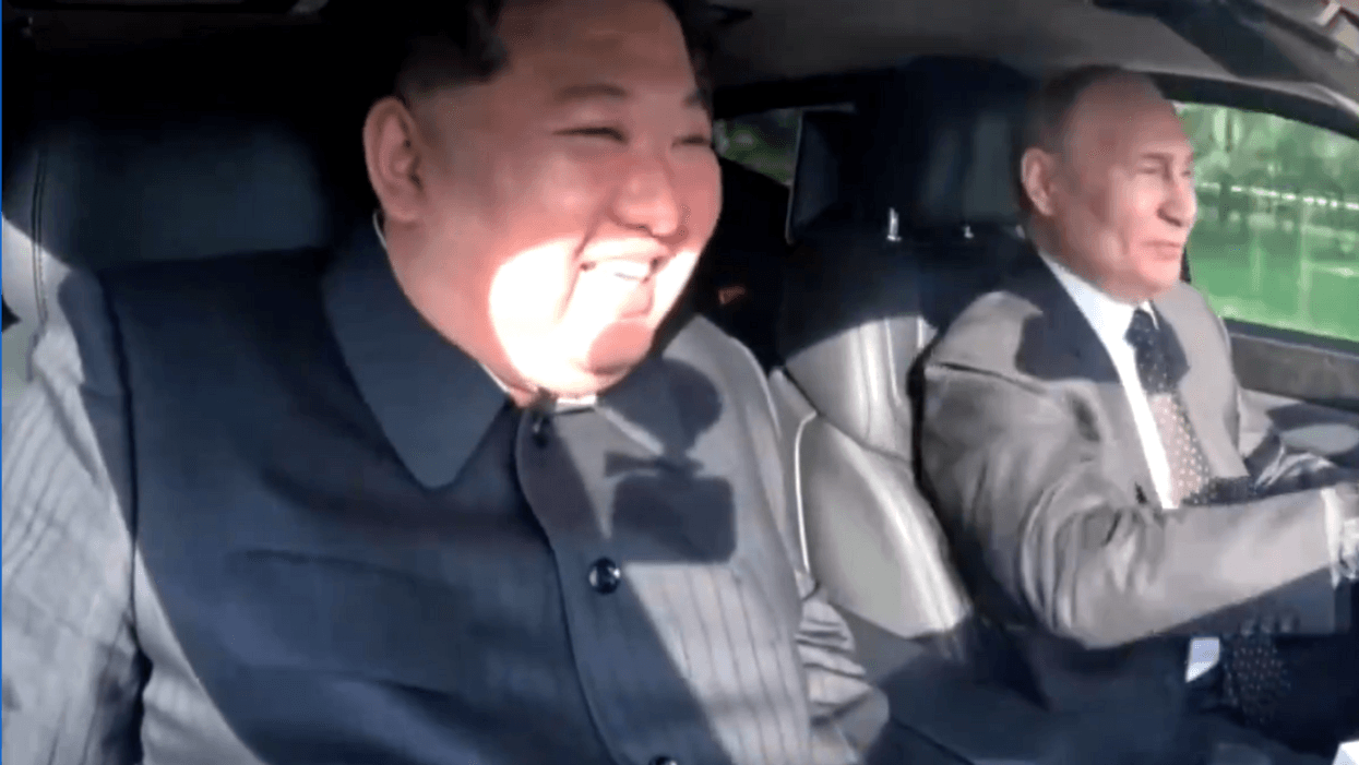 Screenshot of Kim Jong Un and Vladimir Putin