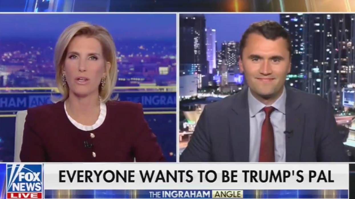 Screenshot of Laura Ingraham and Charlie Kirk on Fox News