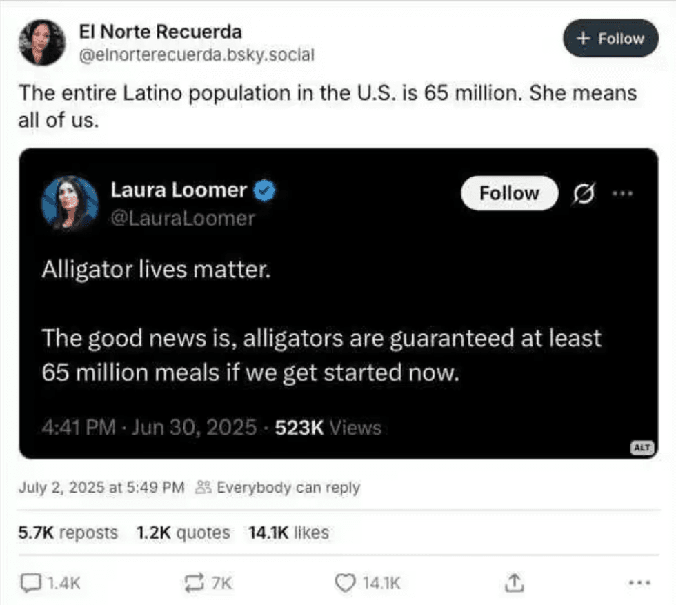 Screenshot of Laura Loomer's post