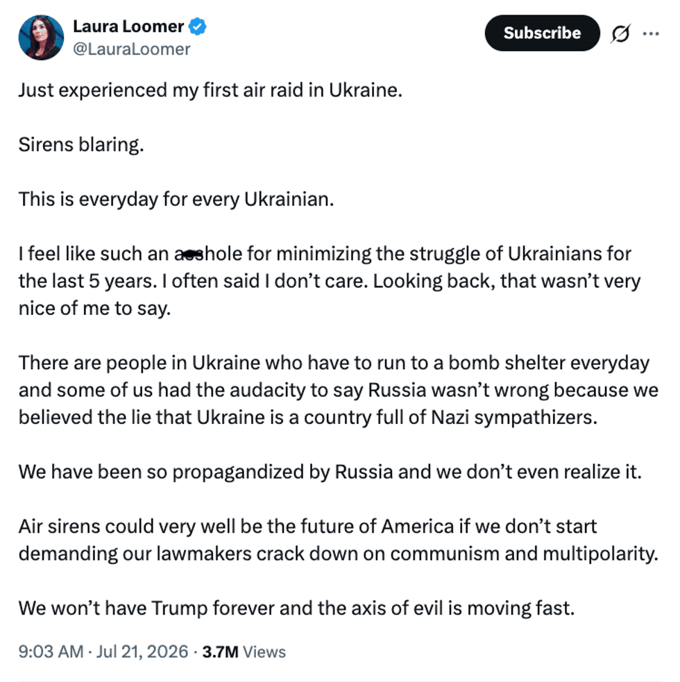 Screenshot of Laura Loomer's post