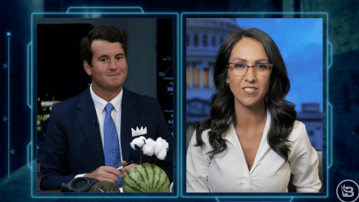 Screenshot of Lauren Boebert speaking to Alex Stein