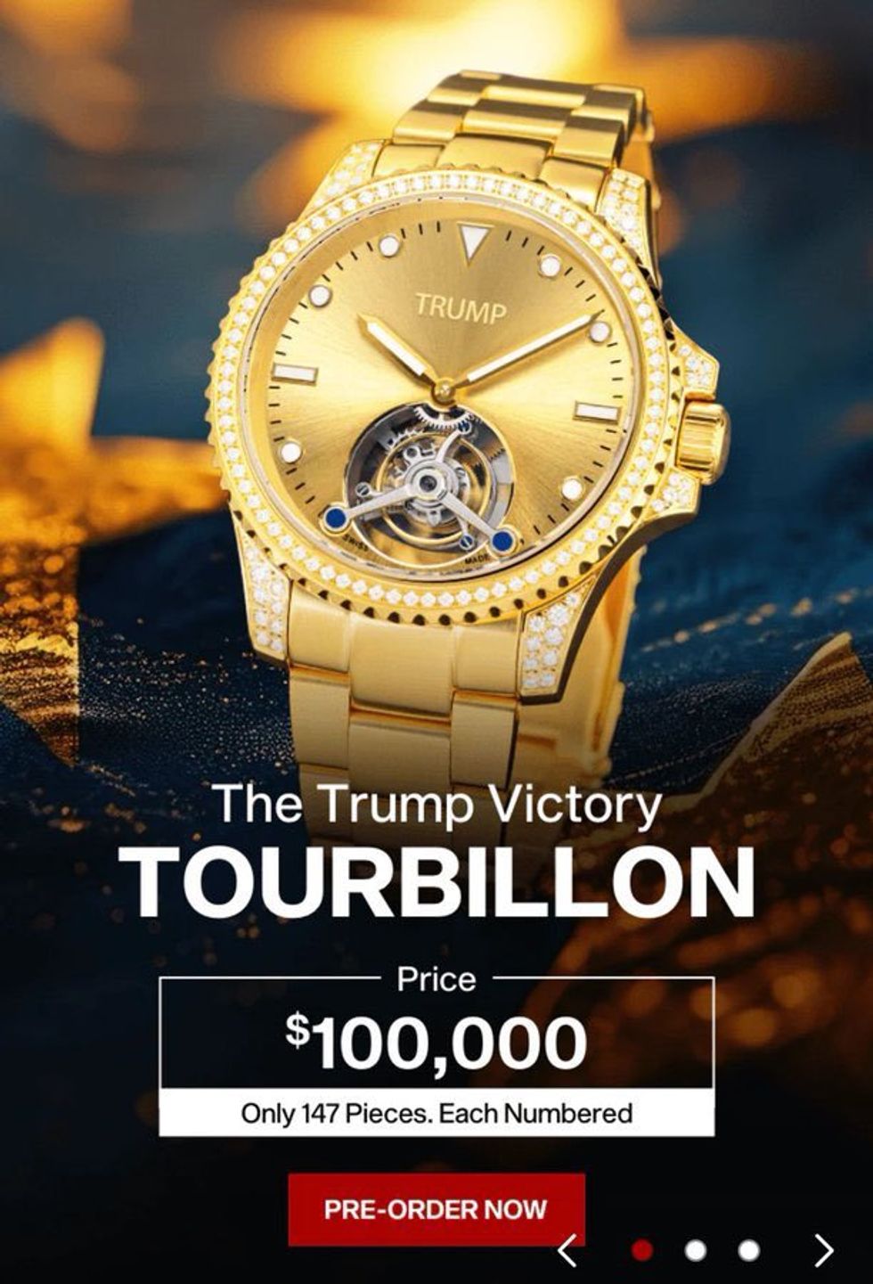 Screenshot of limited edition Trump watch