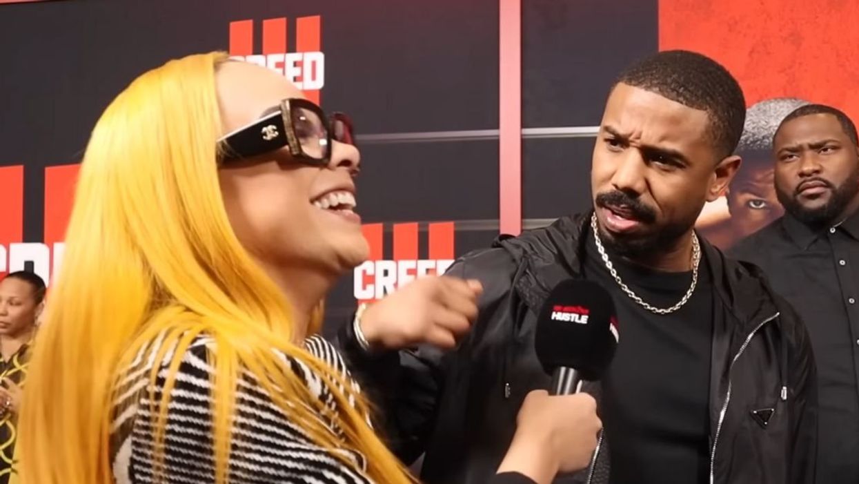 Screenshot of Lore'l interviewing Michael B. Jordan