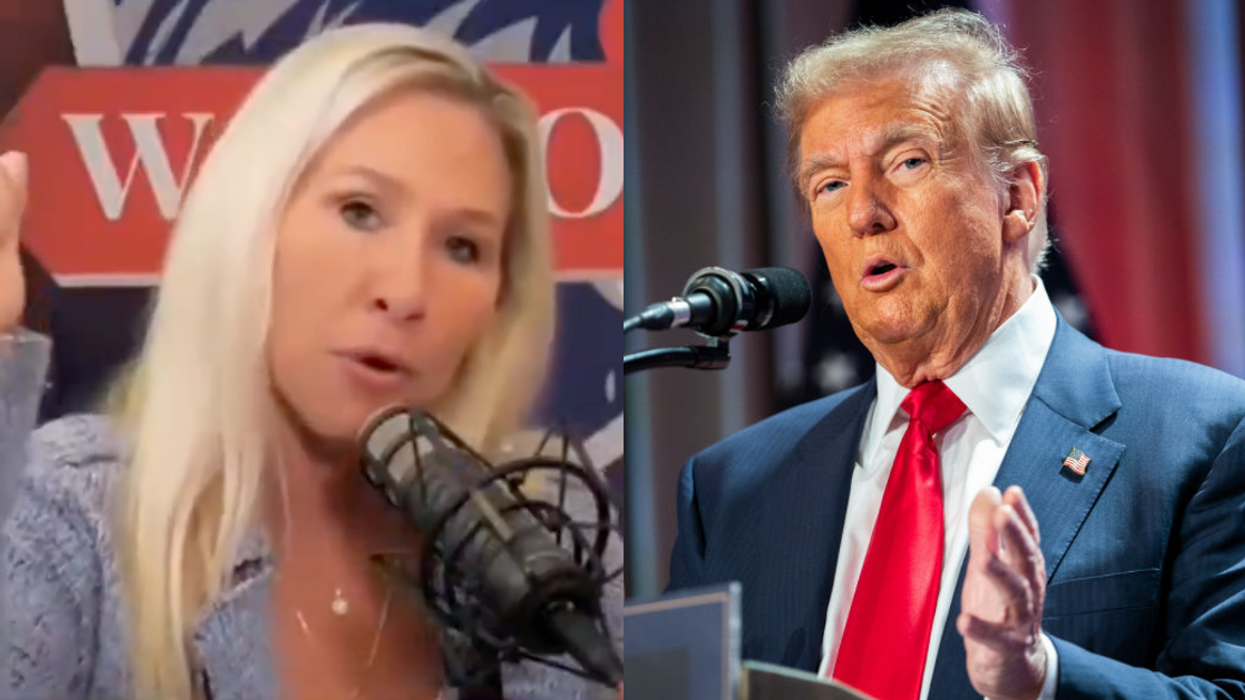 Screenshot of Marjorie Taylor Greene; Donald Trump