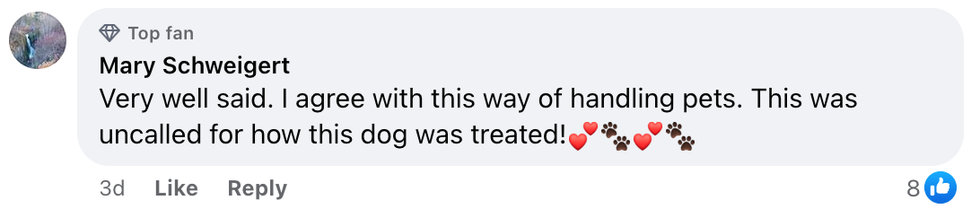Screenshot of Mary Schweigert's post