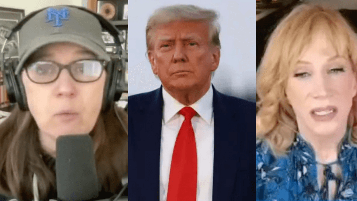 Screenshot of Mary Trump; Donald Trump; Screenshot of Kathy Griffin