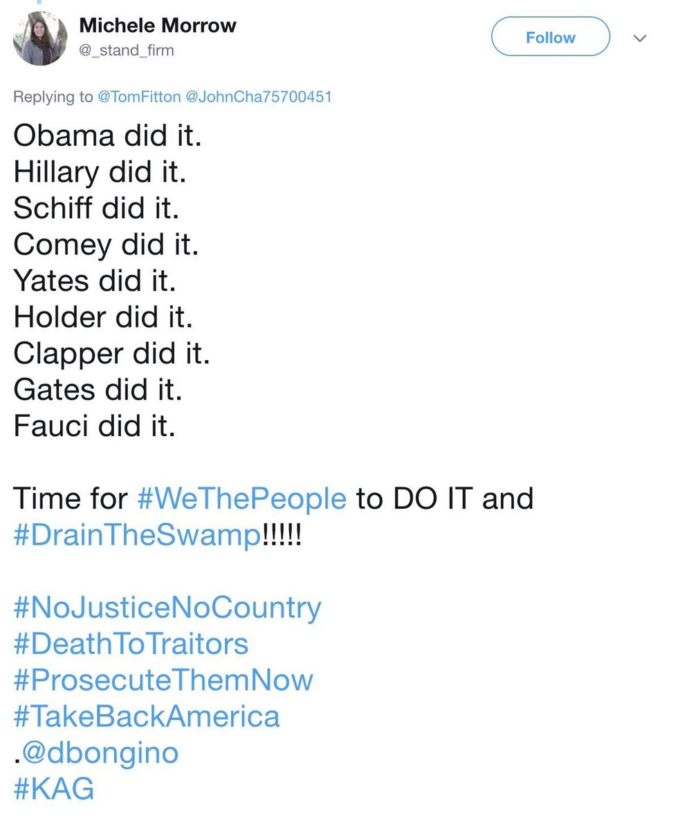 Screenshot of Michele Morrow's tweet
