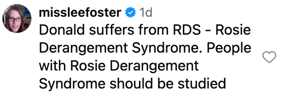 Screenshot of @missleefoster's post
