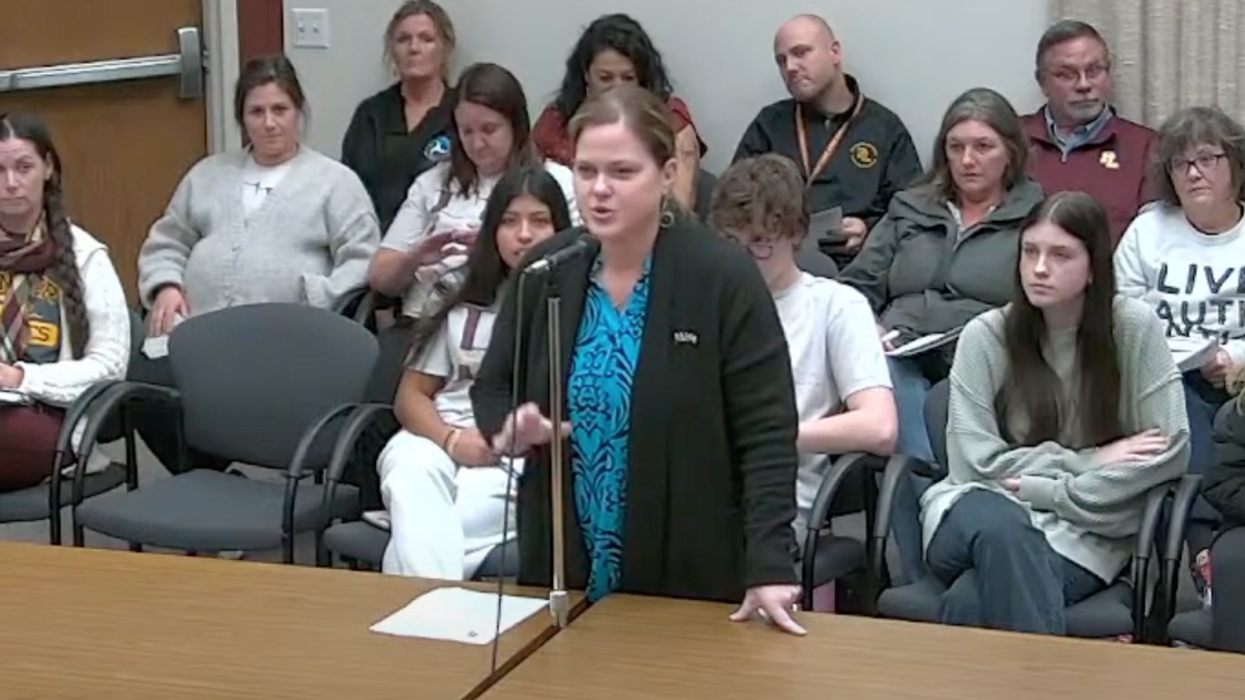 Screenshot of mother during Forest Lake Area Schools board meeting